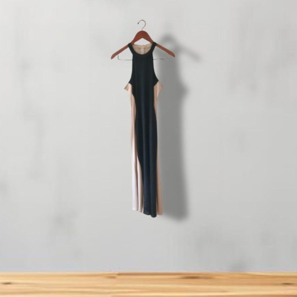Anni CoCo Swerve Two-Tone Halter Maxi Dress Size L Evening bodycon